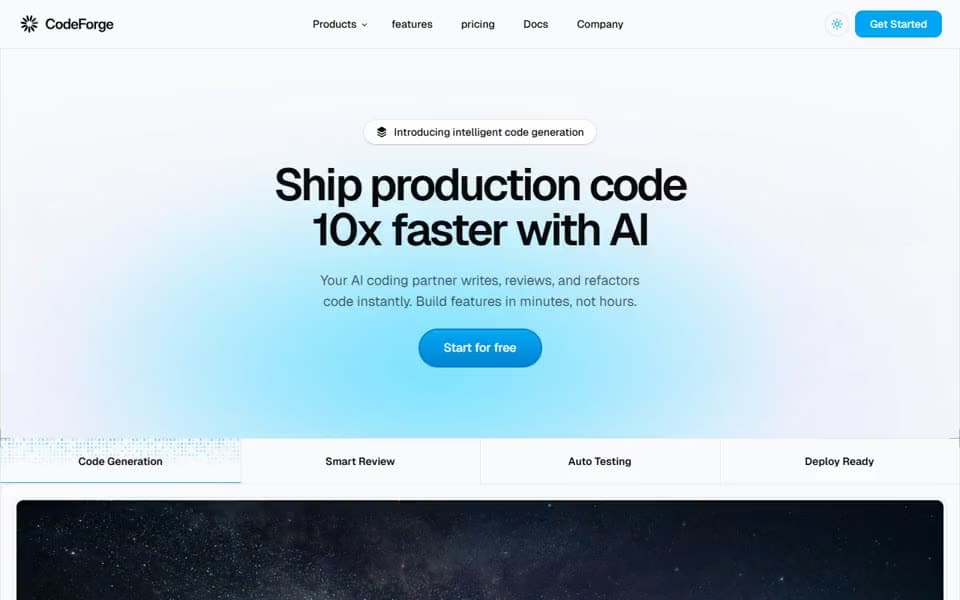 AI Coding Tool Landing Page website template preview