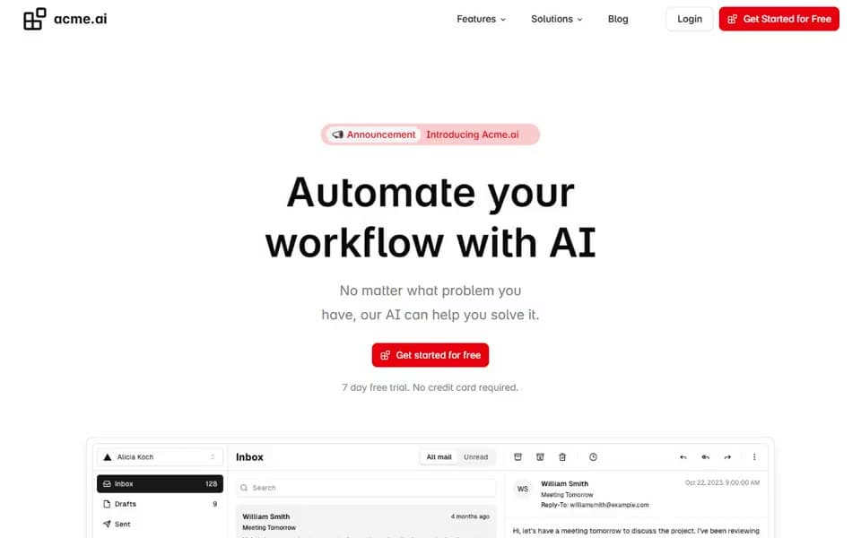 AI SaaS Landing Page and Blog website template preview