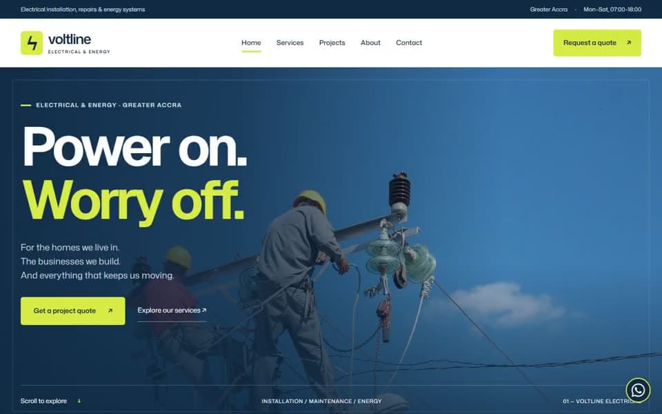 Electrical Contractor website template preview