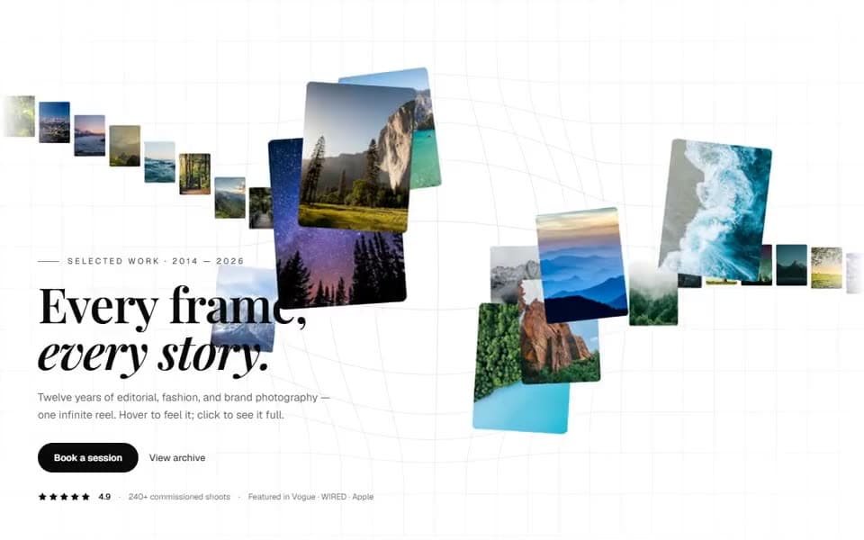 Infinite Photography Reel website template preview