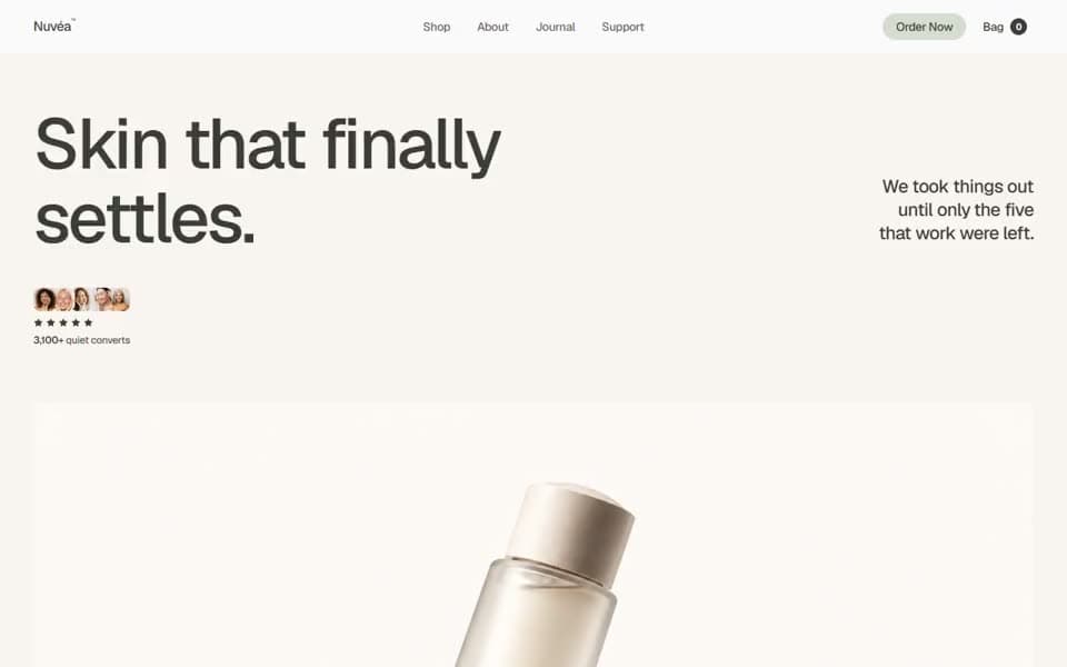 Minimal Skincare Brand Site website template preview