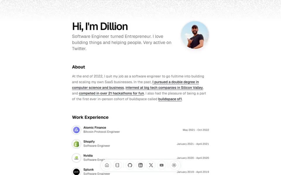 Developer Portfolio and Blog website template preview